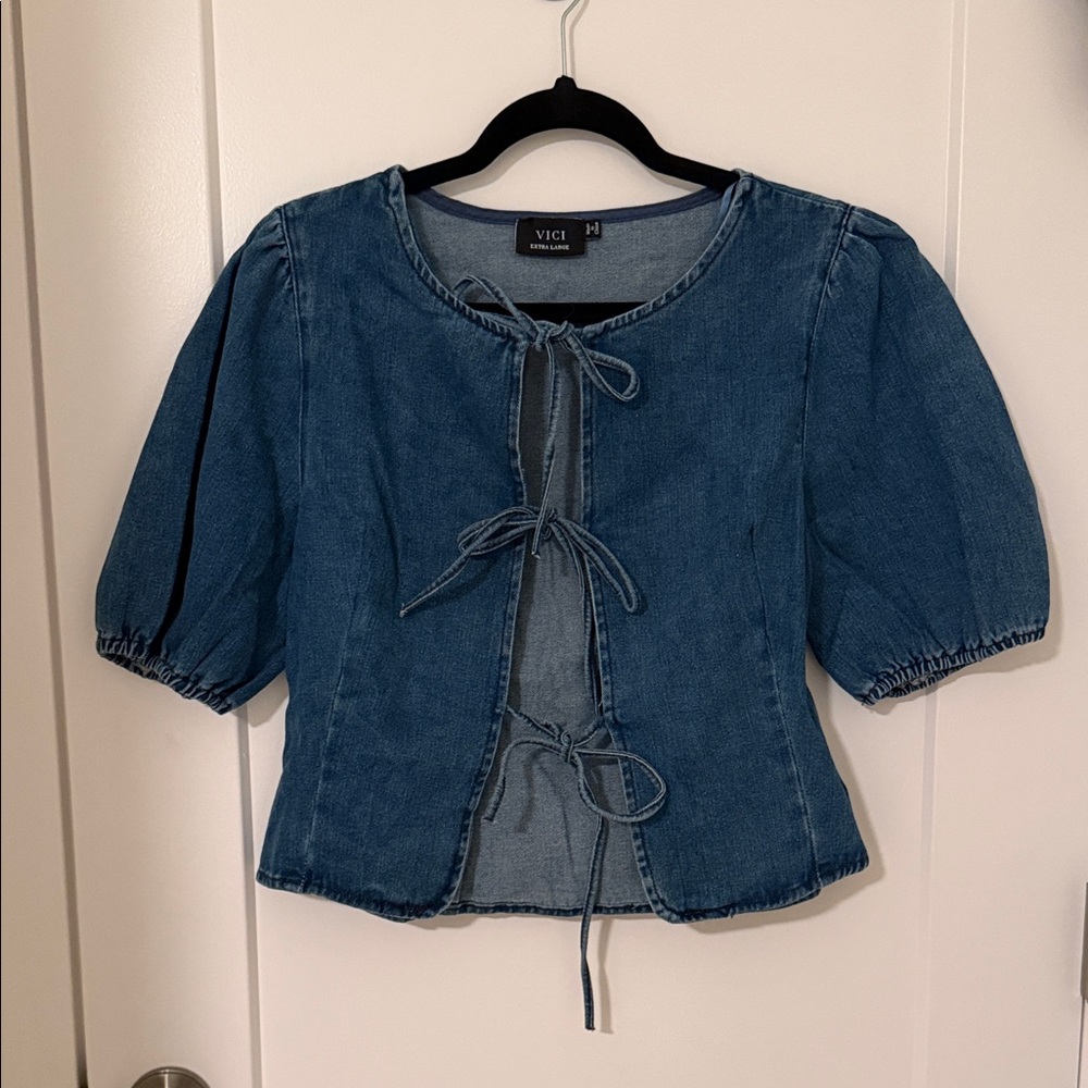 VICI Blue Denim Tie Top